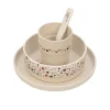 Kindergeschirr Set (Teller - Schüssel - Becher - Löffel) - Tiny Farmer Schaf & Gans, Beige