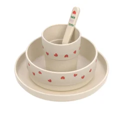 Kindergeschirr Set (Teller - Schüssel - Becher - Löffel) - Happy Rascals, Herz