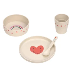Kindergeschirr Set (Teller - Schüssel - Becher - Löffel) - Happy Rascals, Herz