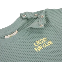 Kinder Langarm Shirt gerippt, Granit Grün