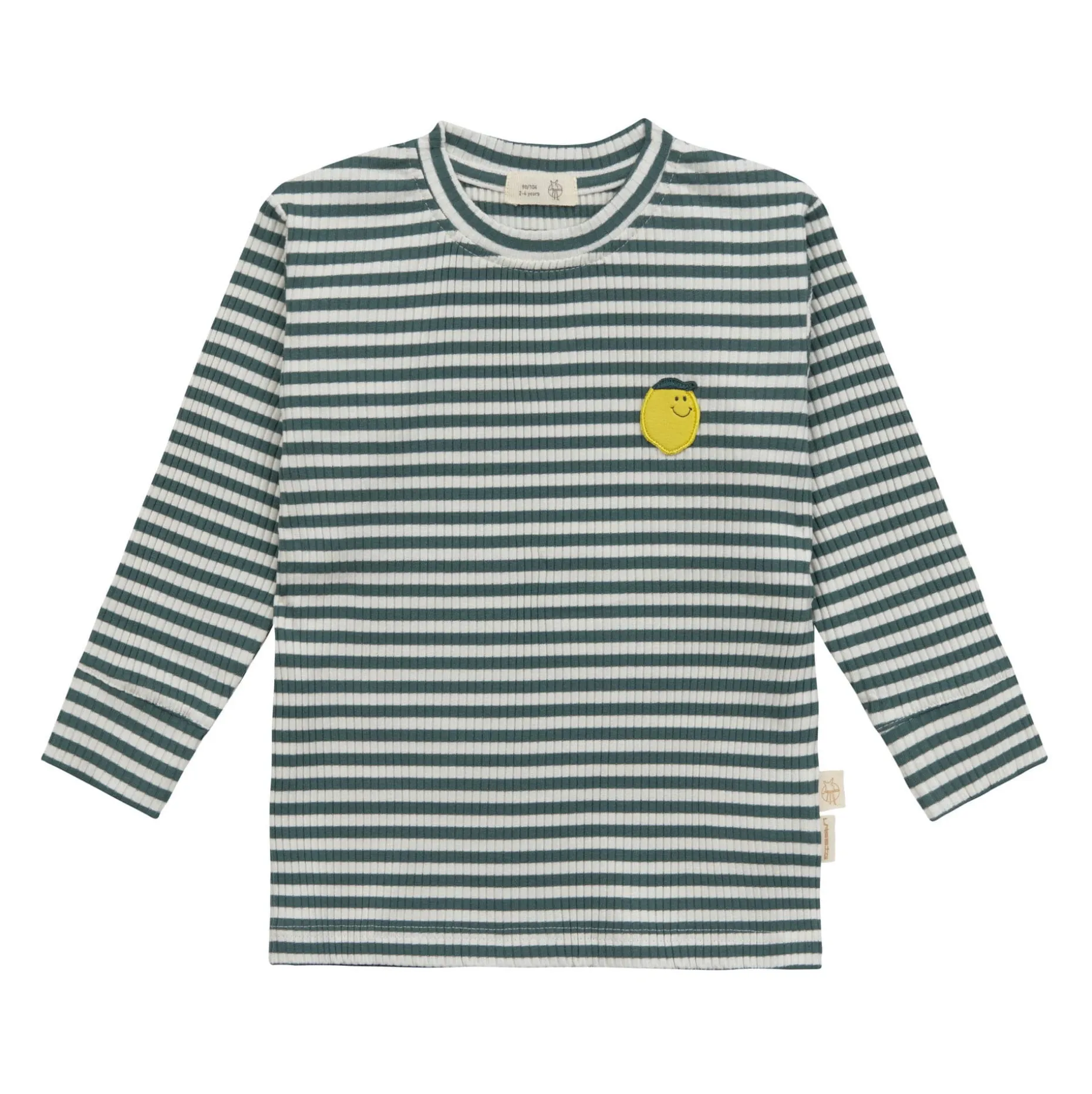 Kinder Langarm Shirt gerippt - Little Gang, Zitrone Dunkelgrün