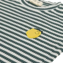 Kinder Langarm Shirt gerippt - Little Gang, Zitrone Dunkelgrün