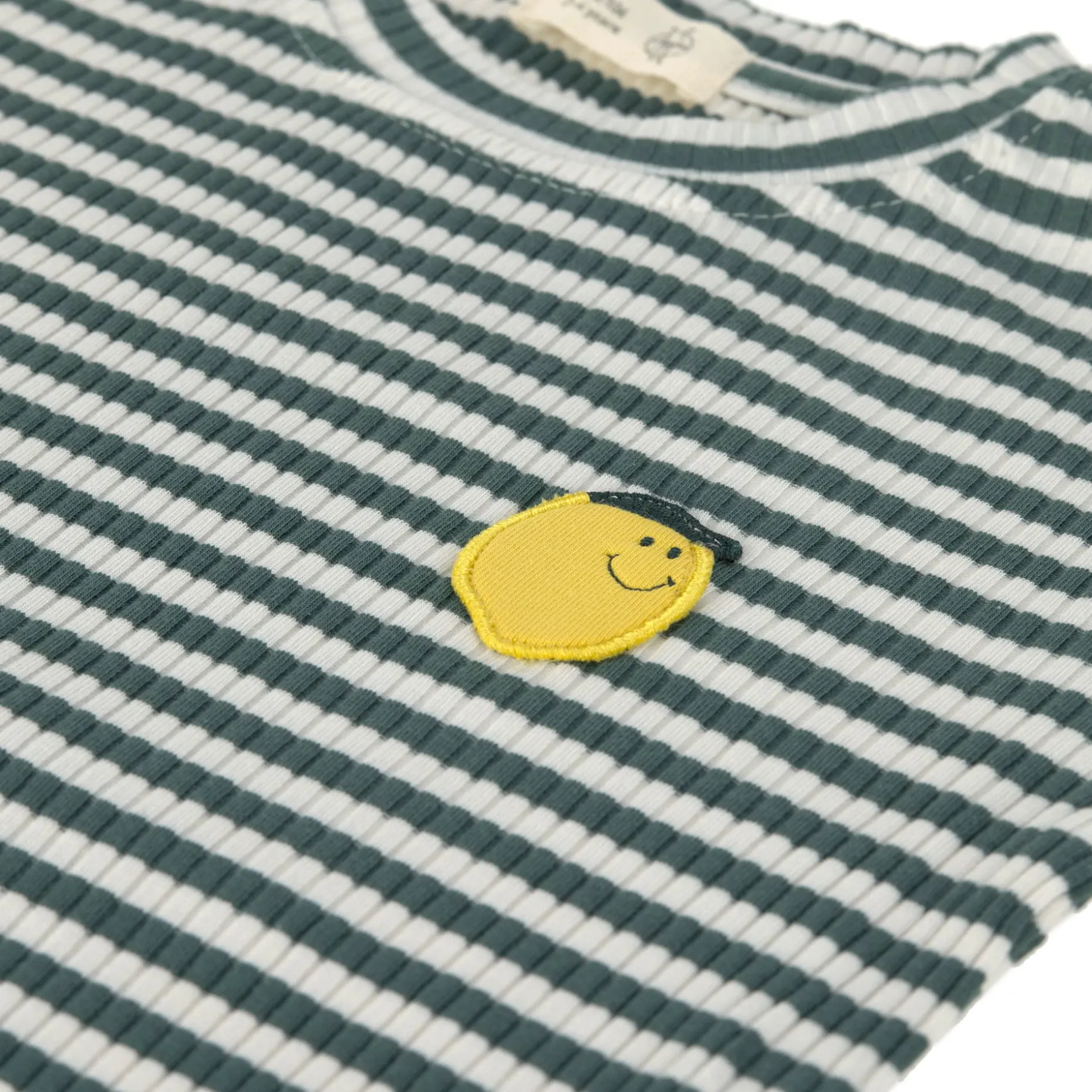 Kinder Langarm Shirt gerippt - Little Gang, Zitrone Dunkelgrün