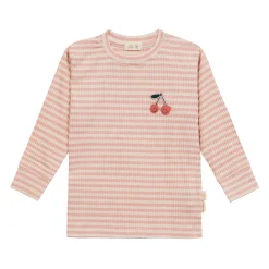Kinder Langarm Shirt gerippt - Little Gang, Kirsche Rosa