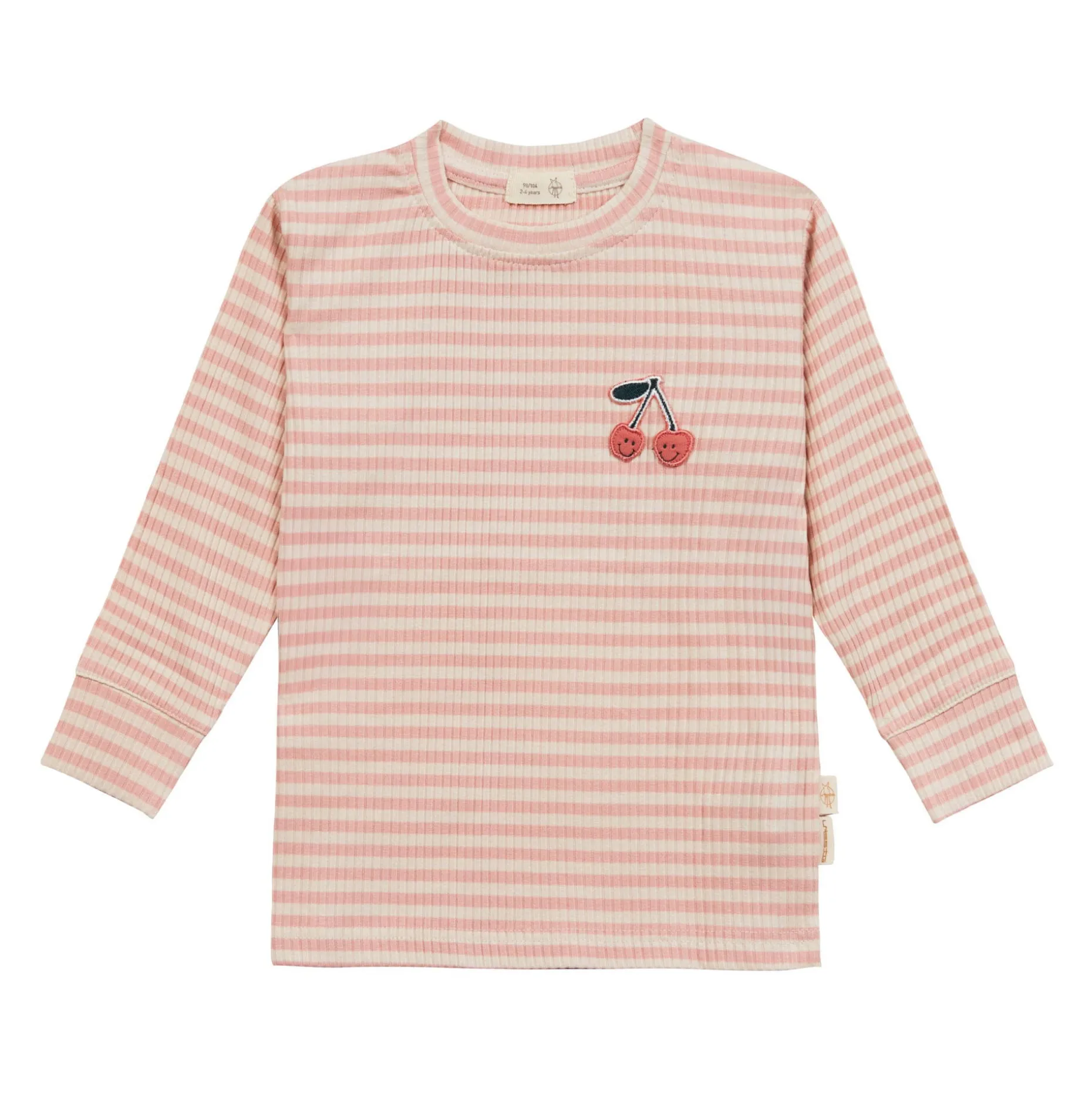 Kinder Langarm Shirt gerippt - Little Gang, Kirsche Rosa