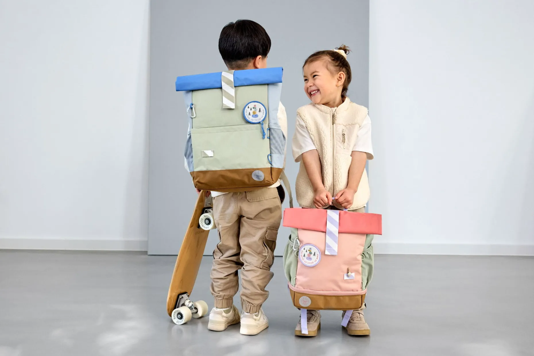 Kinderrucksack Rolltop - Sunny Explorer, Grün Blau