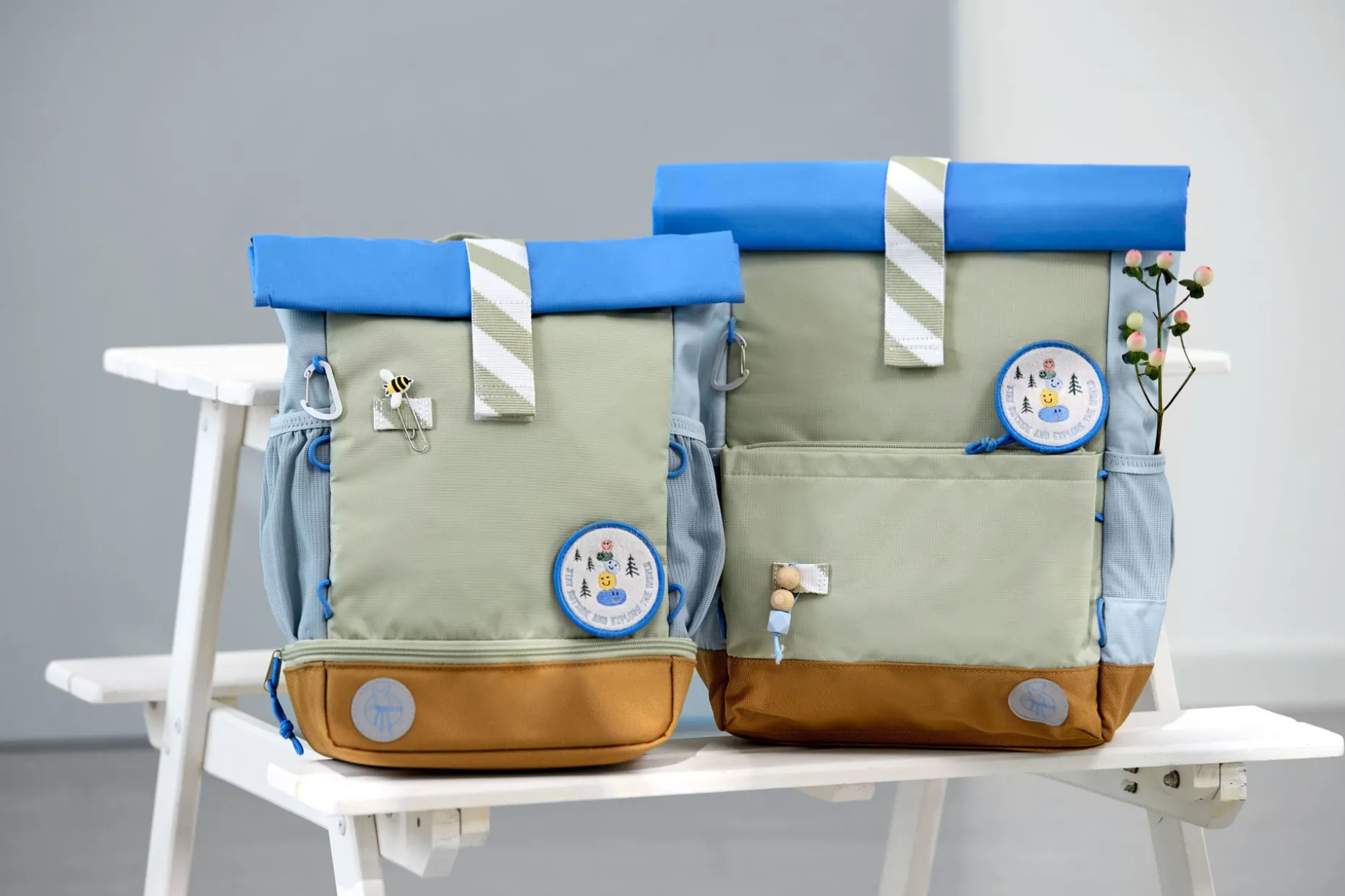 Kinderrucksack Rolltop - Sunny Explorer, Grün Blau