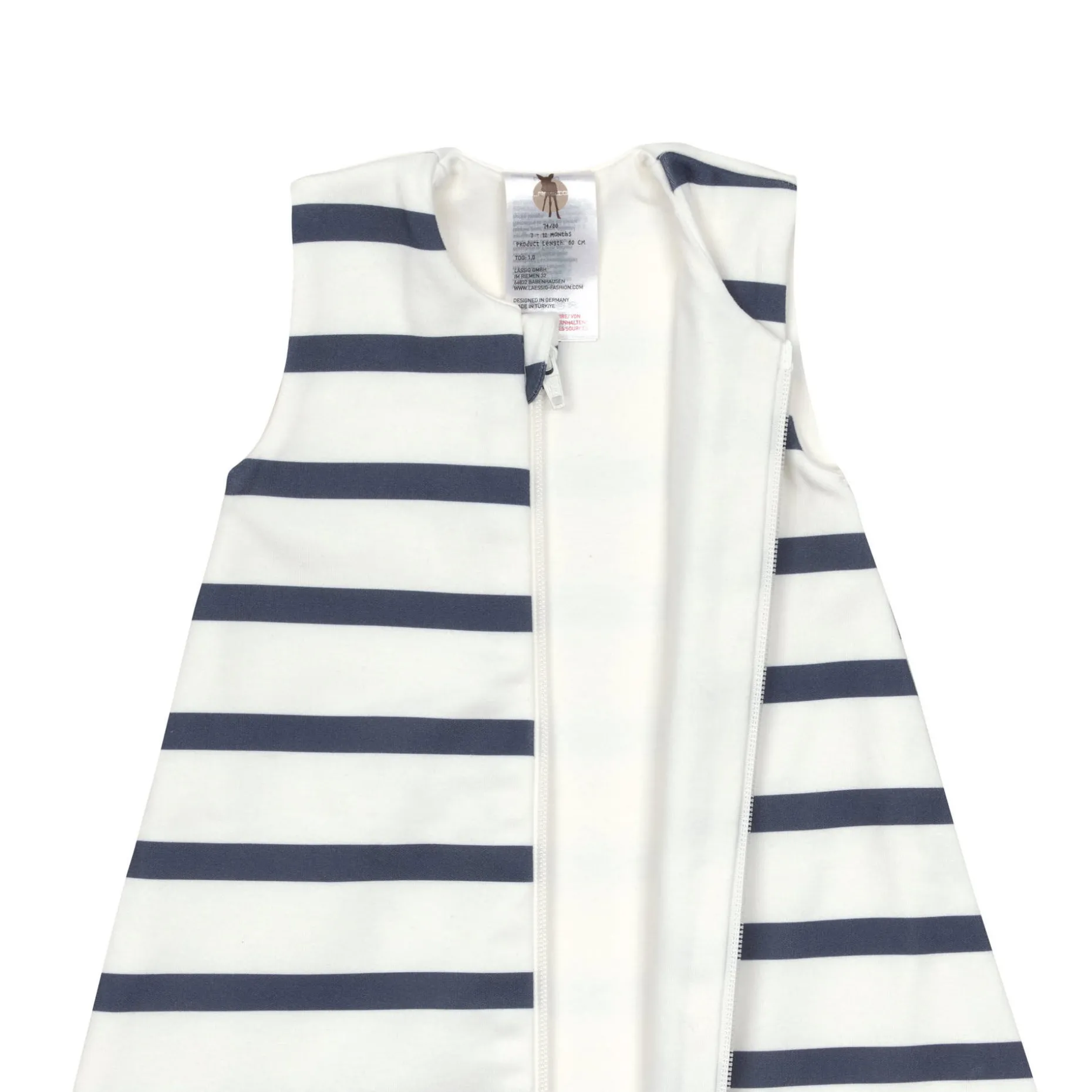 Kinder Schlafoverall 1 TOG - Bio Baumwolle, Gestreift, Blau