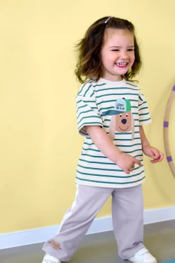 Kinder T-Shirt - Bio Baumwolle, Hund Gestreift