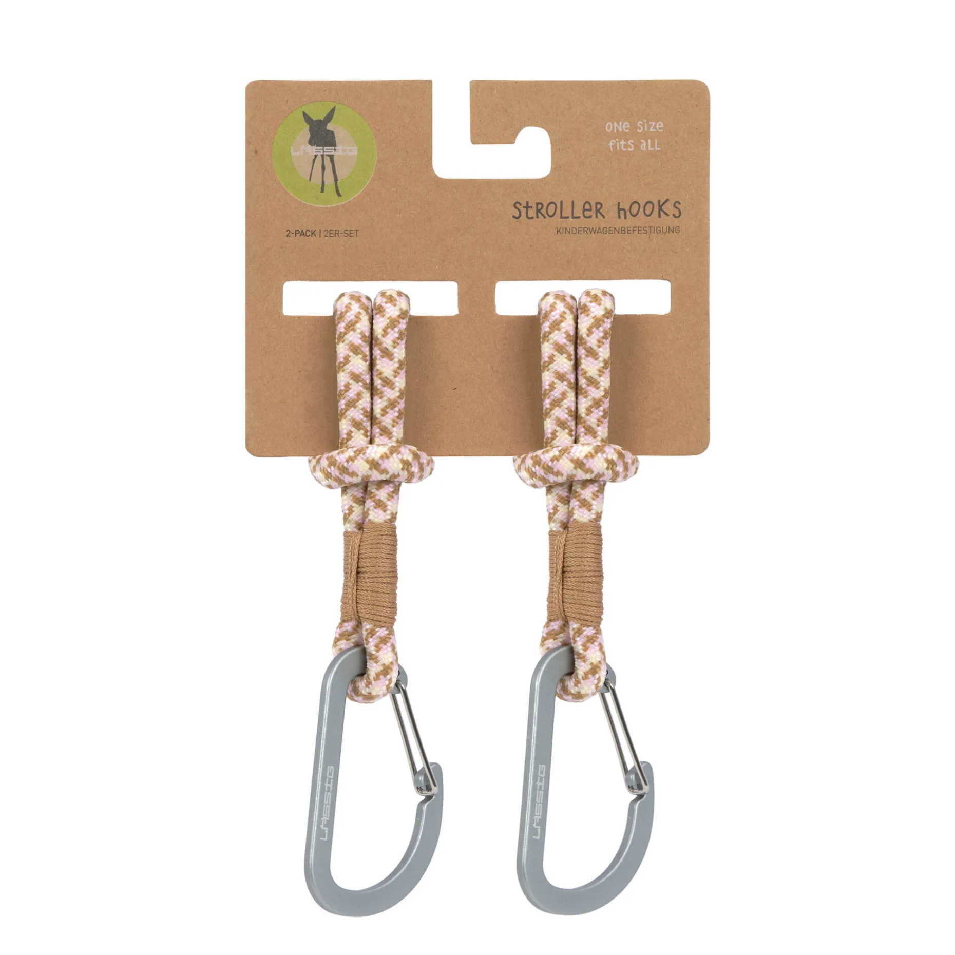 Kinderwagenhaken 2er Set - Karabiner, Beige Vanille
