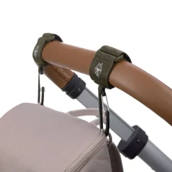 Kinderwagenhaken 2er Set - Karabiner, Oliv