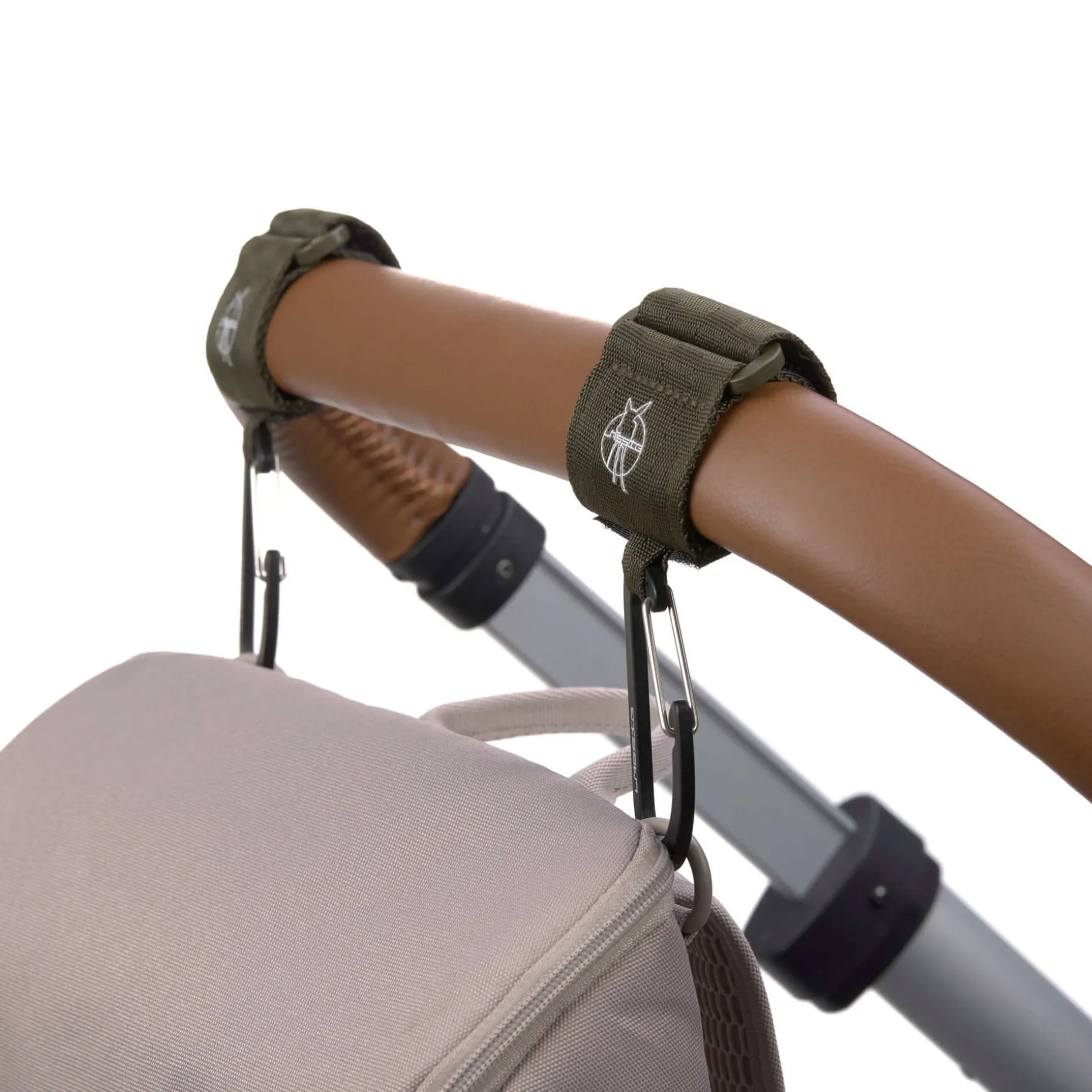 Kinderwagenhaken 2er Set - Karabiner, Oliv