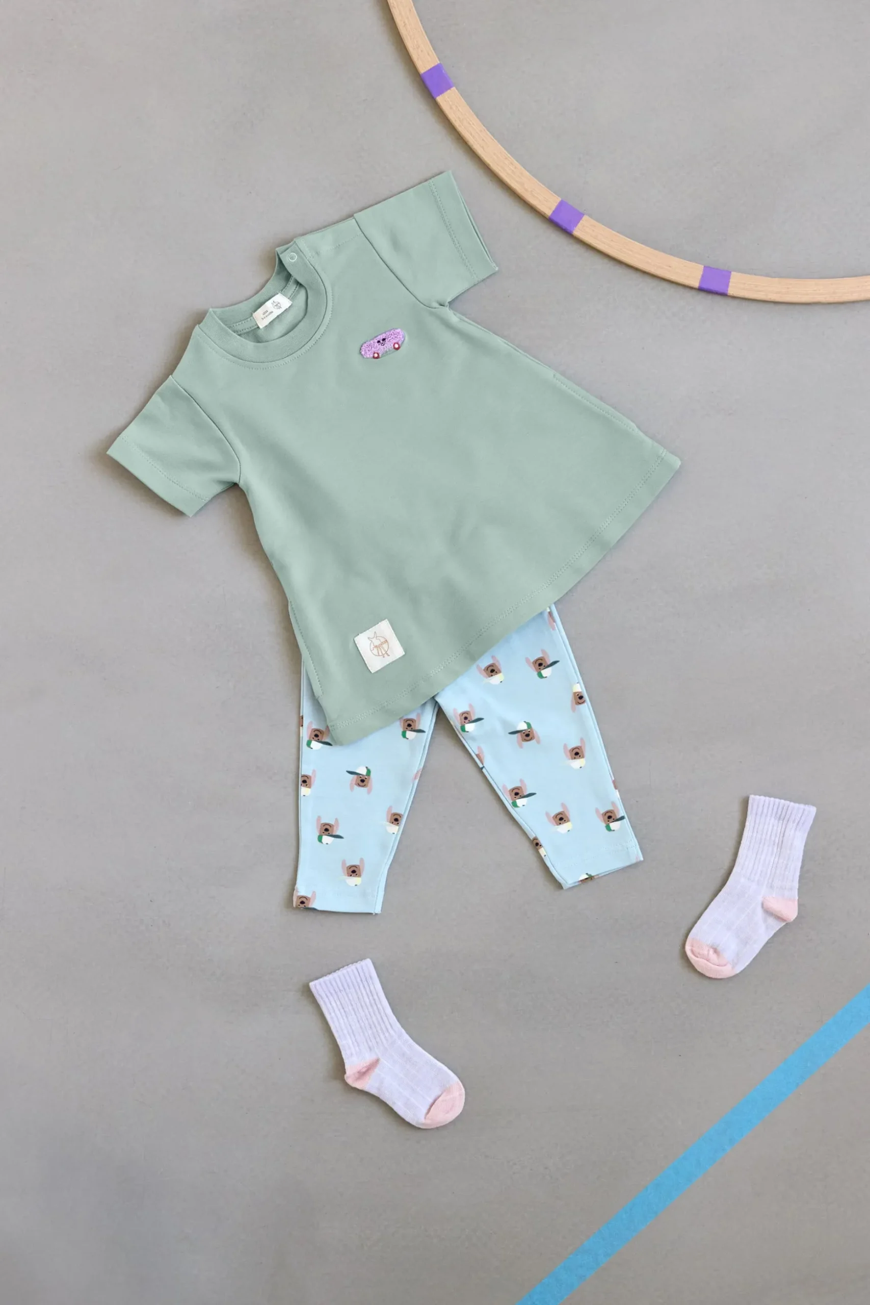 Kleid Kinder - Bio Baumwolle, Granit Grün