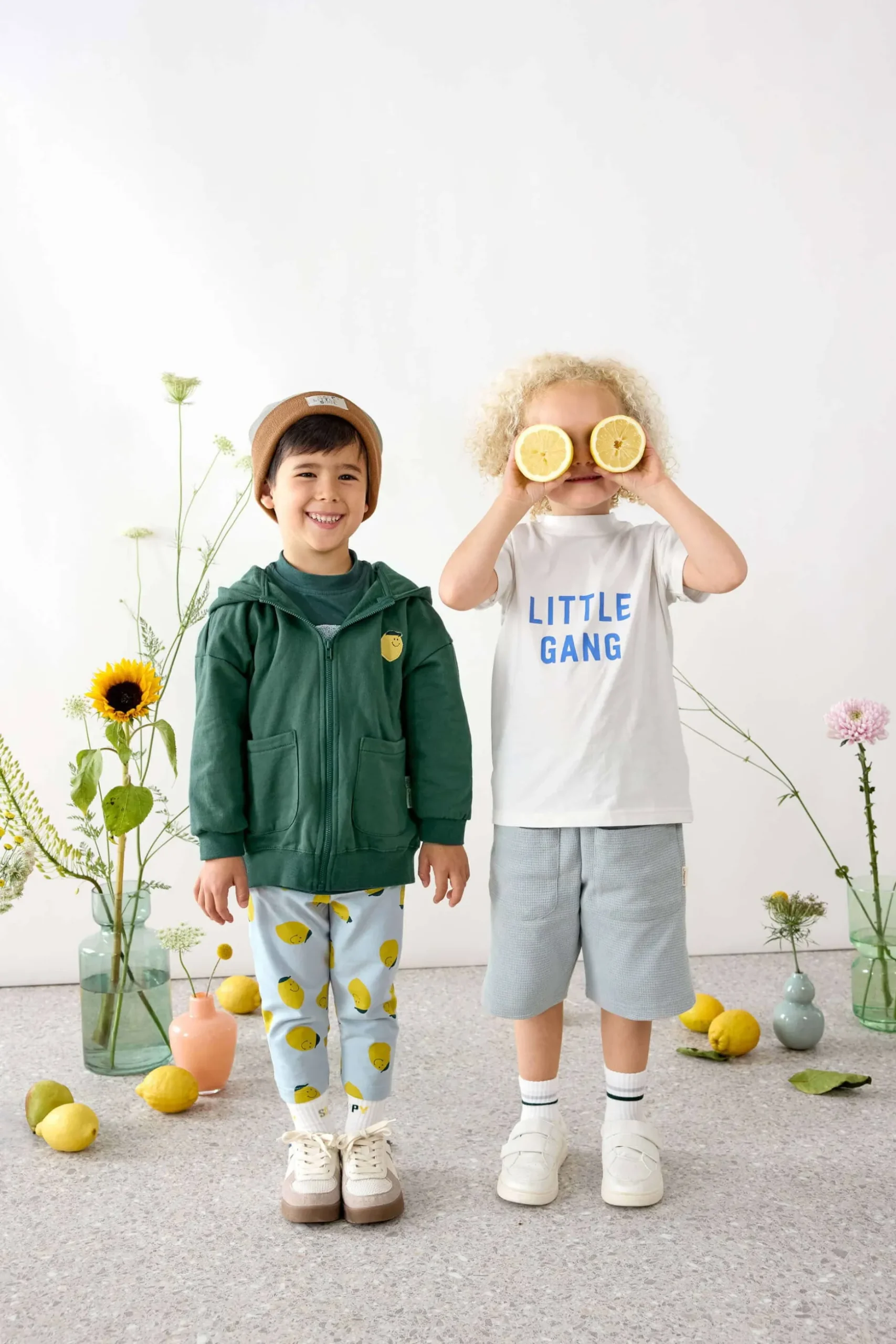 Kurze Hose Kinder - Bio Baumwolle, Little Gang, Hellblau