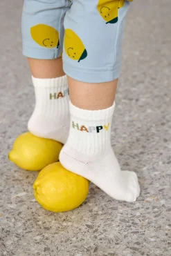 Leggings Kinder - Bio Baumwolle, Little Gang, Zitrone Hellblau