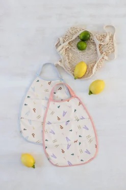 Lätzchen mit Auffangschutz Medium - Happy Fruits, Hellblau