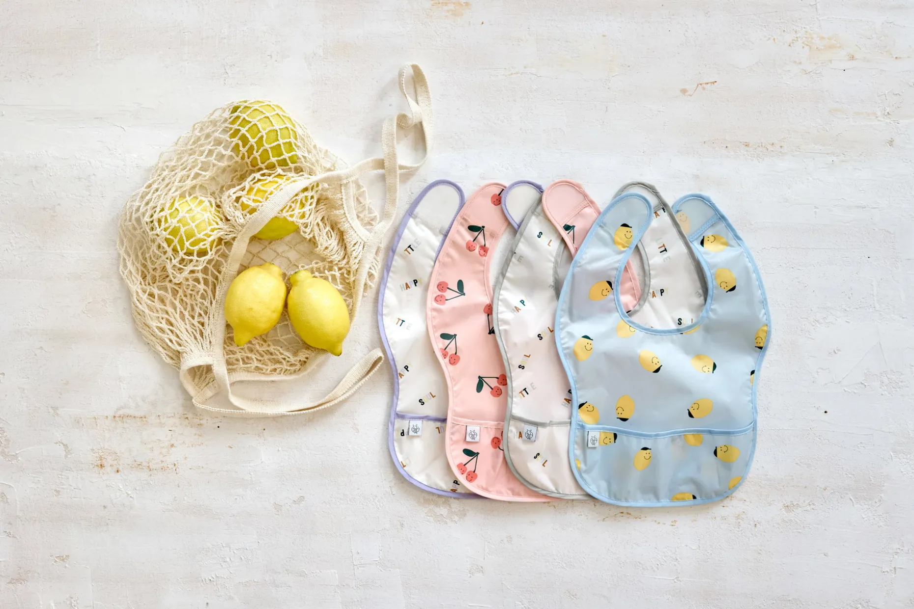 Lätzchen mit Auffangschutz (2 Stk) - Happy Fruits, Kirsche