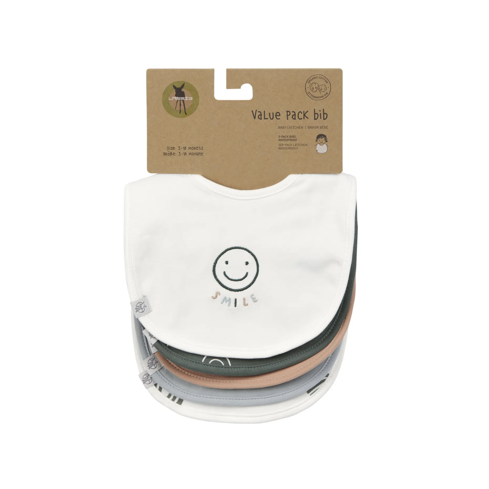 Lätzchen (5 Stk) - Tiny Smile, Beige