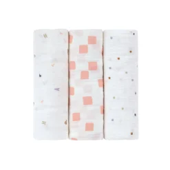 Mulltücher 3er Set 85 x 85 cm - Bio Baumwolle, Happy Fruits, Rosa