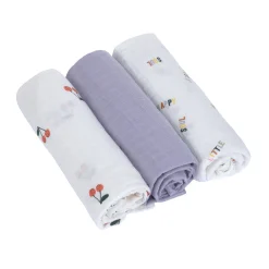 Mulltücher 3er Set 85 x 85 cm - Bio Baumwolle, Happy Fruits, Kirsche