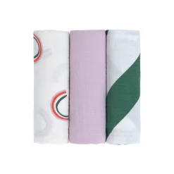 Mulltücher 3er Set 85 x 85 cm - Bio Baumwolle, Happy Rascals, Lila
