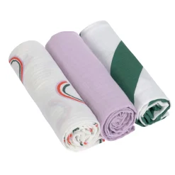 Mulltücher 3er Set 85 x 85 cm - Bio Baumwolle, Happy Rascals, Lila