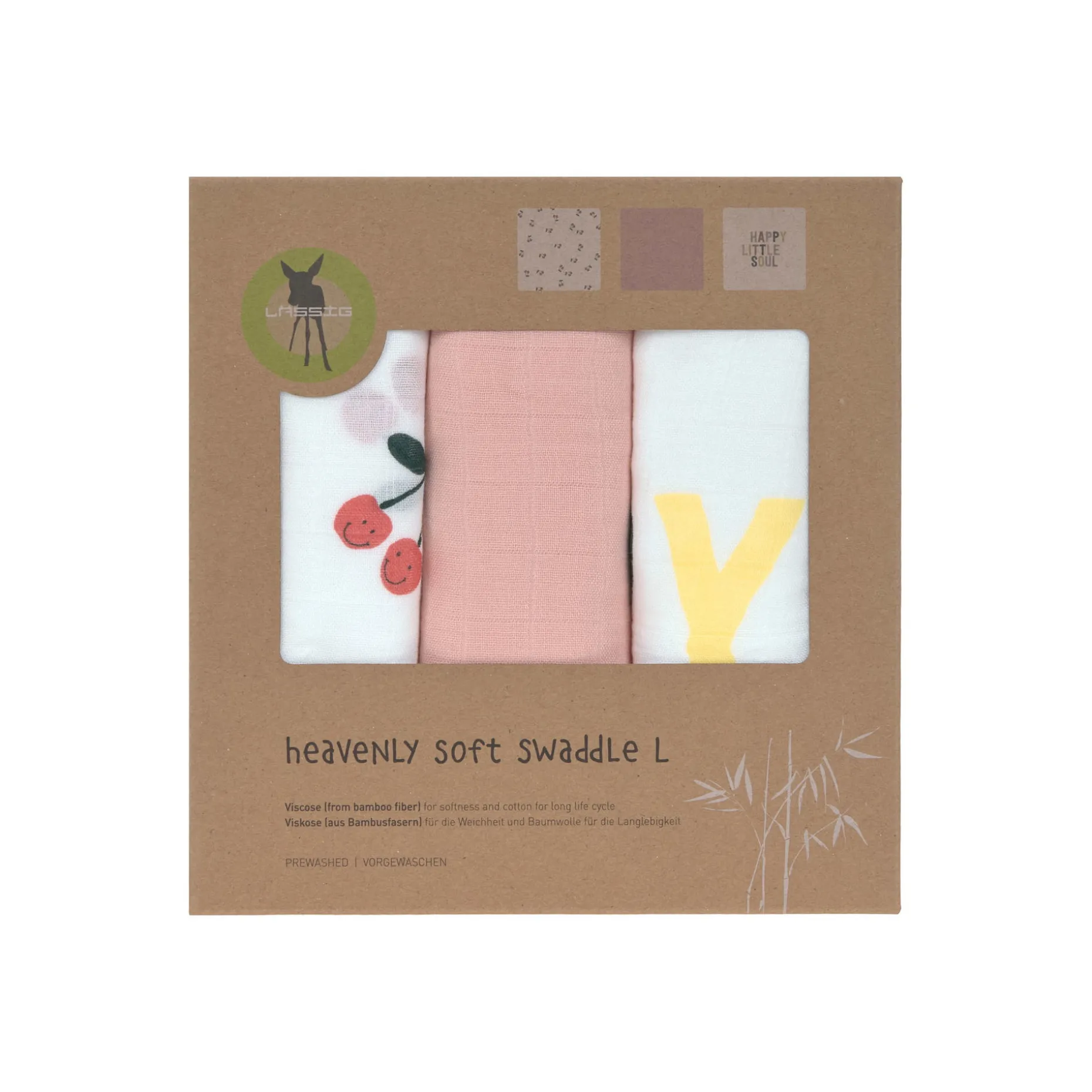 Mulltücher 3er Set 80 x 80 cm - Happy Fruits, Kirsche