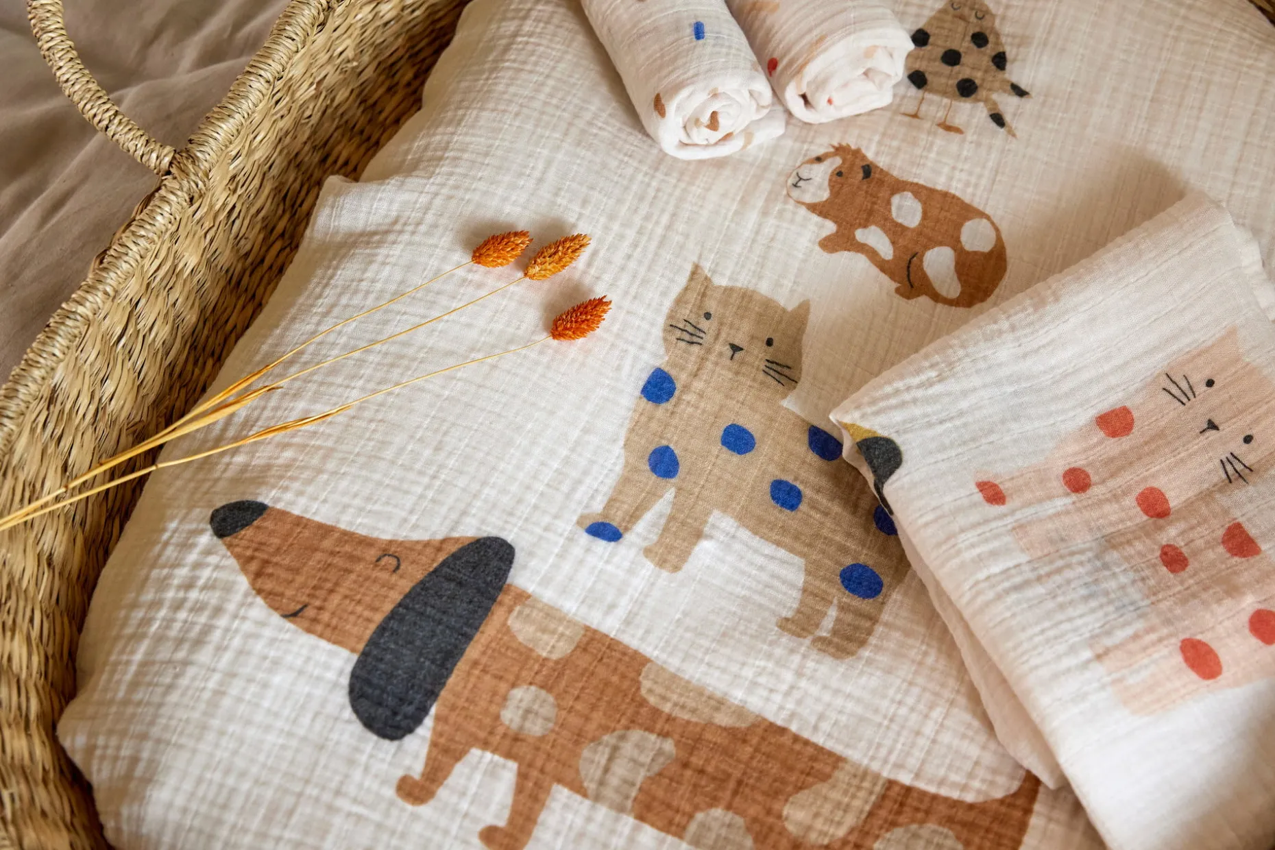 Mulltücher 3er Set 80 x 80 cm - Little Mateys, Spicy Orange