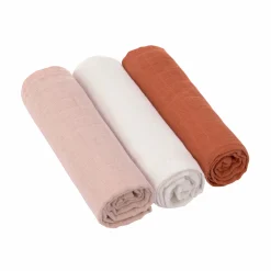 Mulltücher 3er Set 85 x 85 cm, Powder Pink Milky Rust