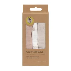 Mull-Waschhandschuh 3er Set, Blätter
