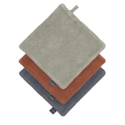 Mull Waschlappen Baby 3er Set, Oliv Rostrot Anthrazit