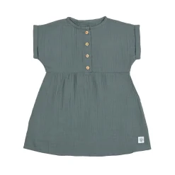 Musselin Kinderkleid - Bio Baumwolle, Petrolgrün