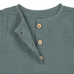 Musselin Langarmshirt - Bio Baumwolle, Petrolgrün