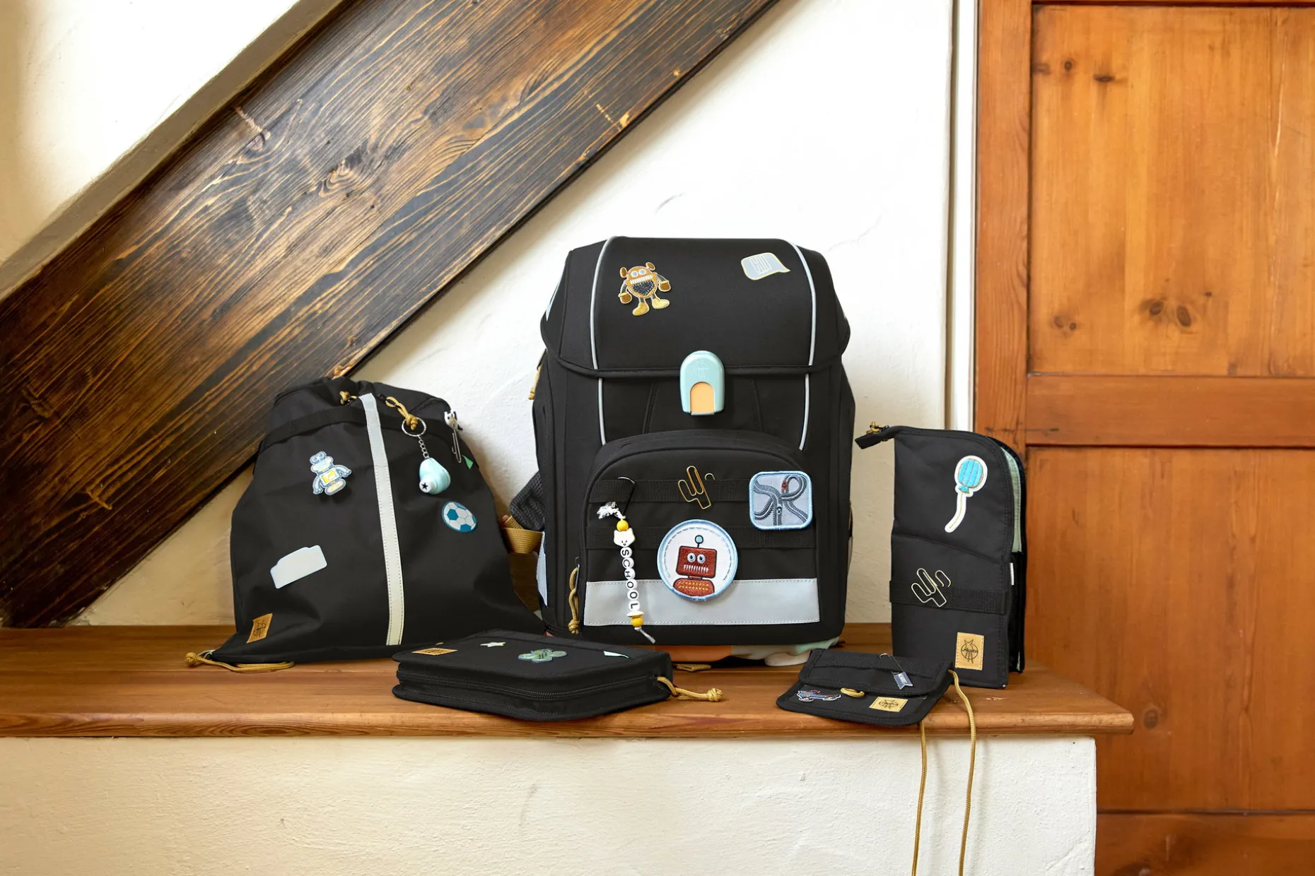 Schulranzen Set 7-teilig Boxy - Unique, Black