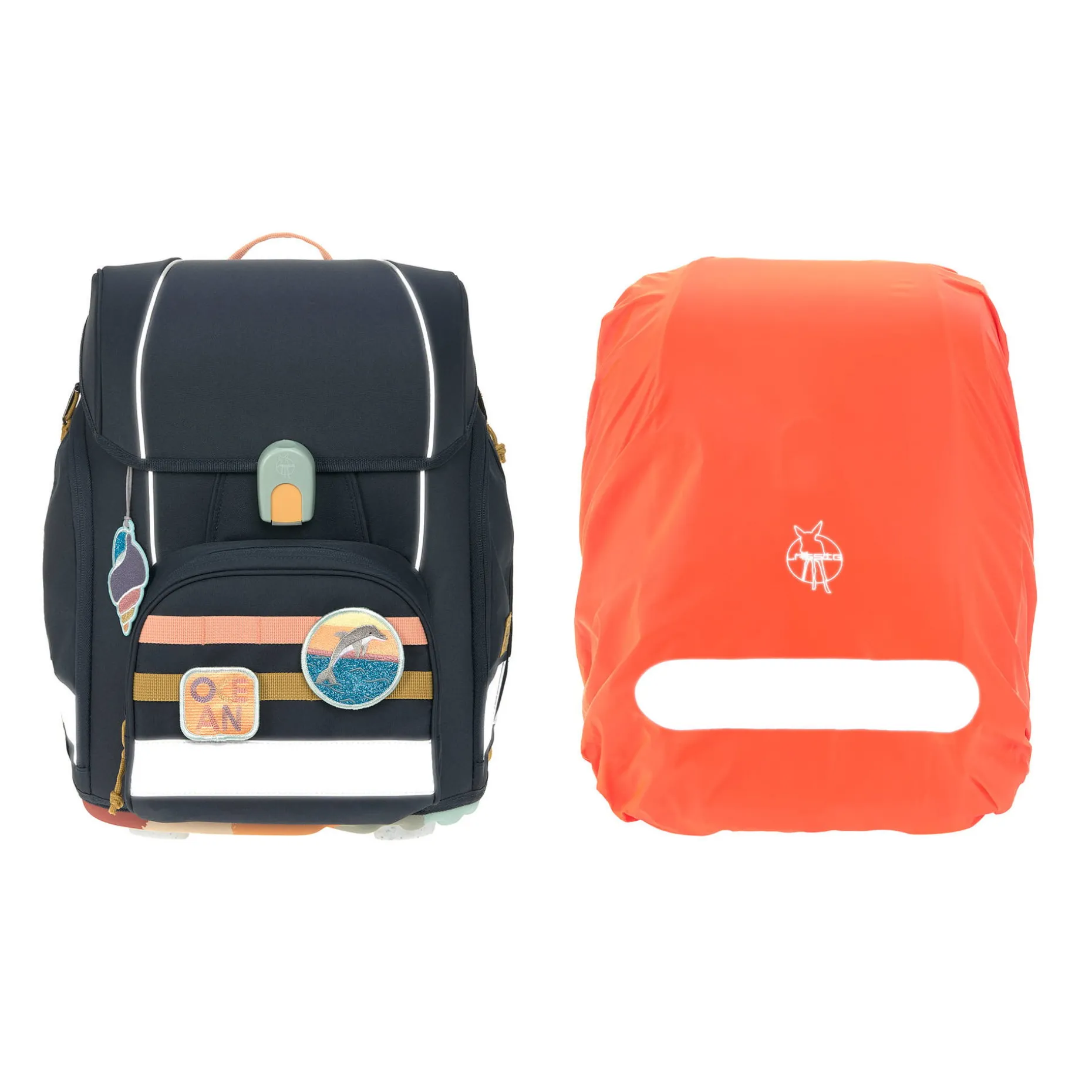Schulranzen Set 7-teilig Boxy - Unique Ocean, Navy Blau