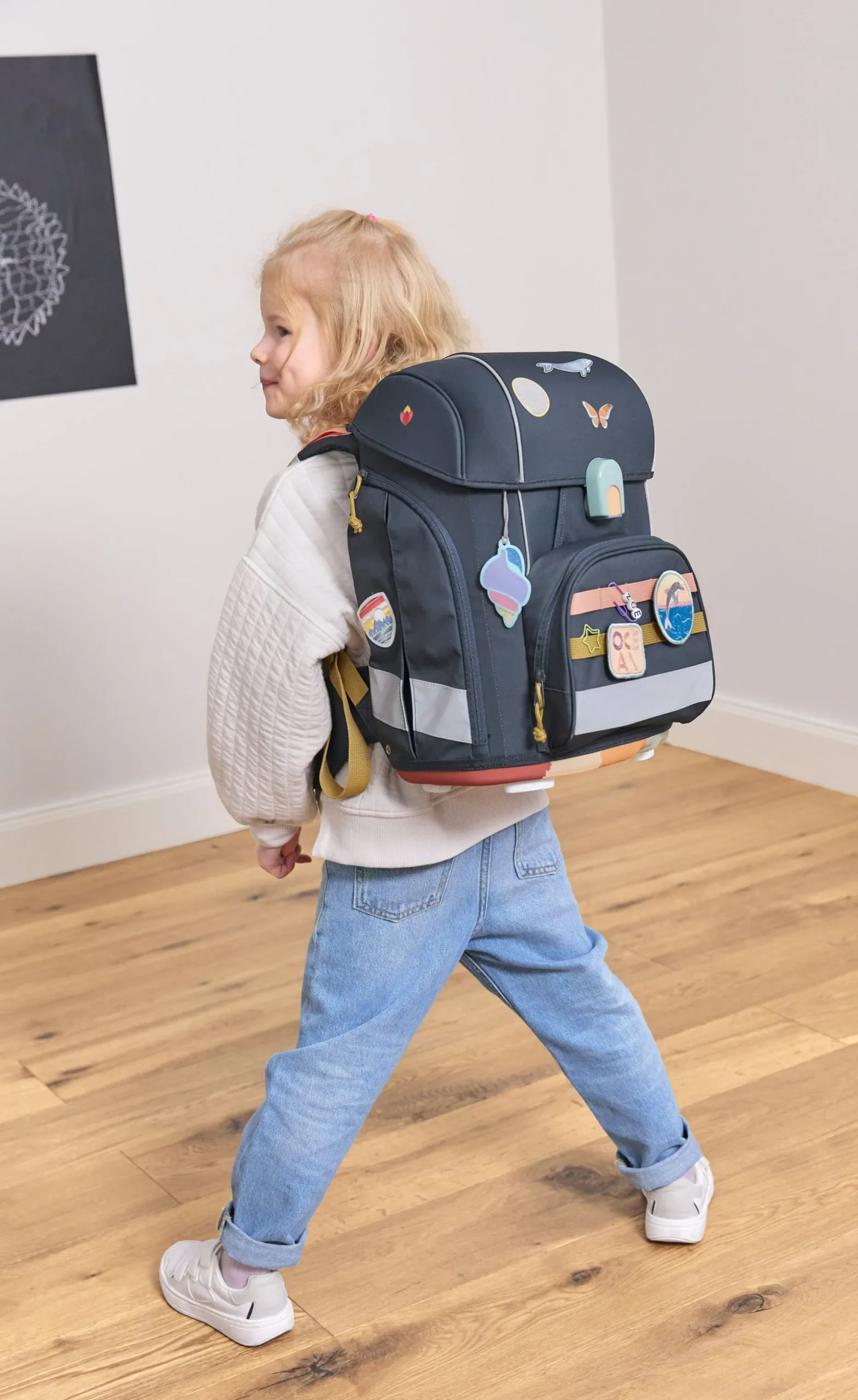 Schulranzen Set 7-teilig Boxy - Unique Ocean, Navy Blau