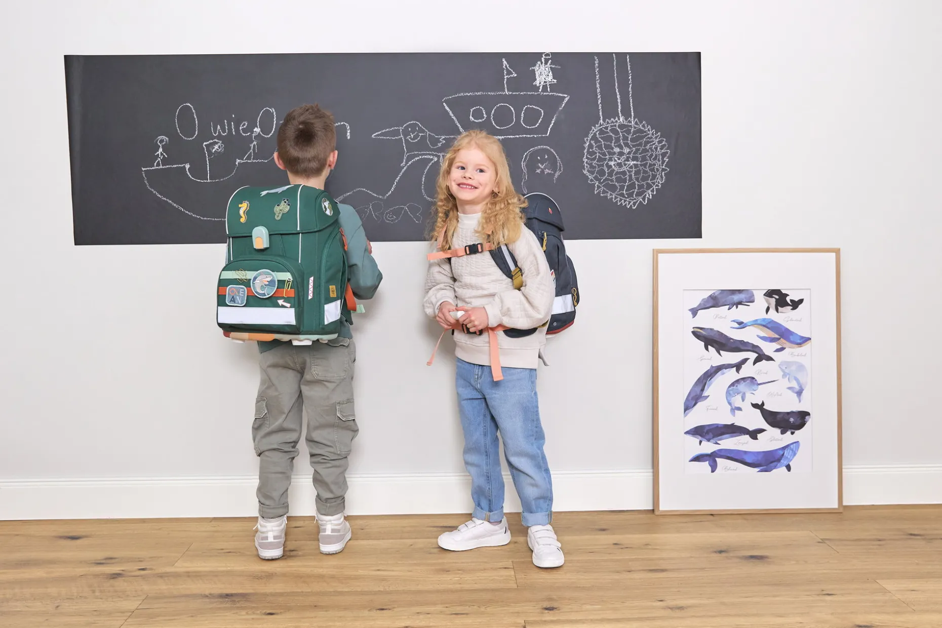 Schulranzen Set 7-teilig Boxy - Unique Ocean, Navy Blau