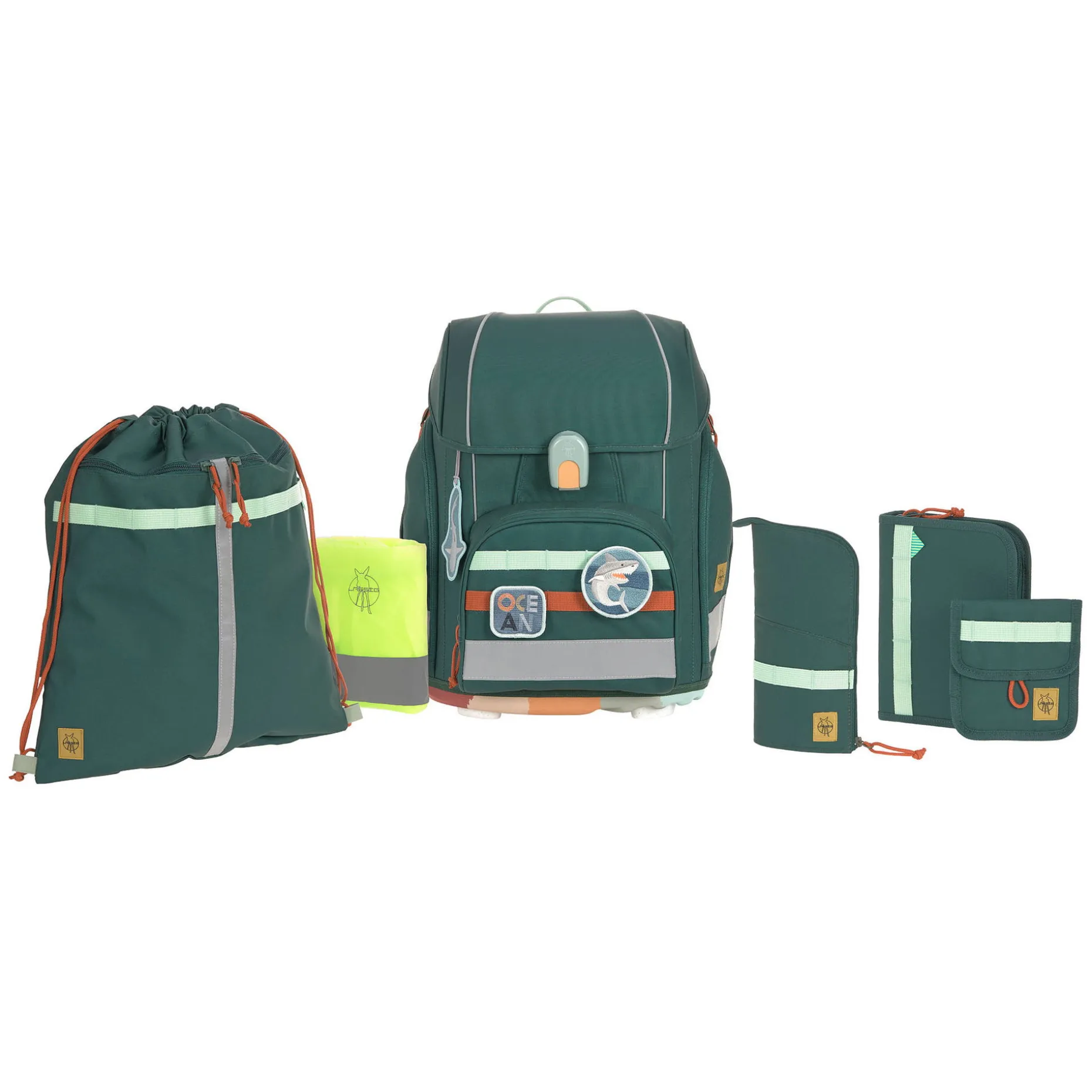 Schulranzen Set 7-teilig Boxy - Unique Ocean, Dunkelgrün
