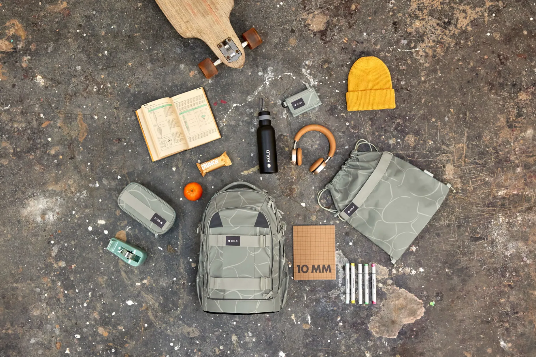 Schulrucksack - BOLD Origin Curve, Grün