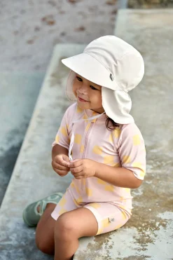 Schwimmanzug Kinder Kurzarm (UV Schutz) - Kariert, Rosa Gelb