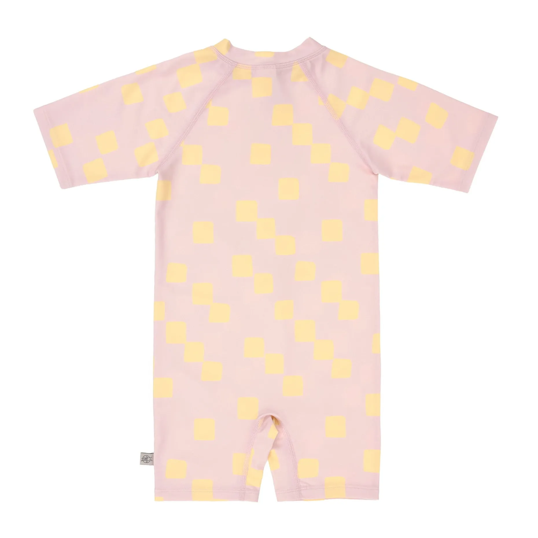 Schwimmanzug Kinder Kurzarm (UV Schutz) - Kariert, Rosa Gelb