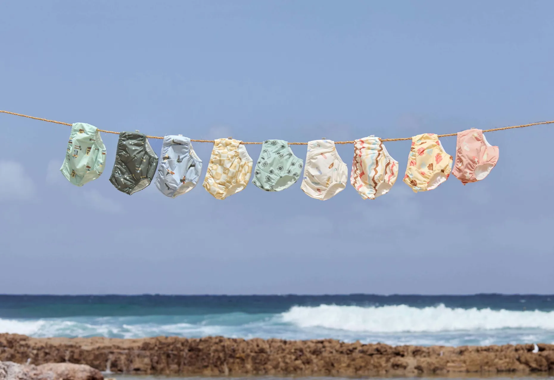 Schwimmwindel Baby - Kariert, Gelb