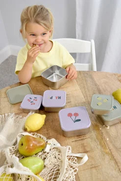 Snackbox Kinder (3er Set) - Edelstahl Brotdose, Happy Fruits, Kirsche