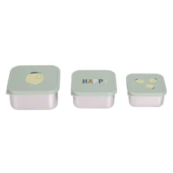 Snackbox Kinder (3er Set) - Edelstahl Brotdose, Happy Fruits, Zitrone