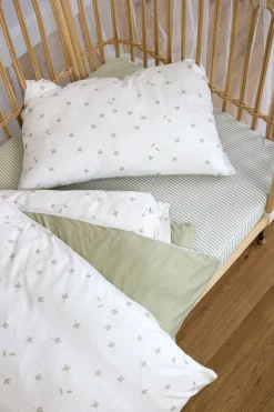 Spannbettlaken Kinderbett (70 x 140 cm) - Gestreift, Oliv Milky