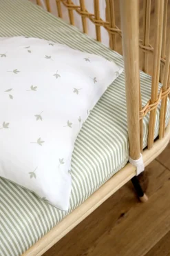Spannbettlaken Kinderbett (70 x 140 cm) - Gestreift, Oliv Milky
