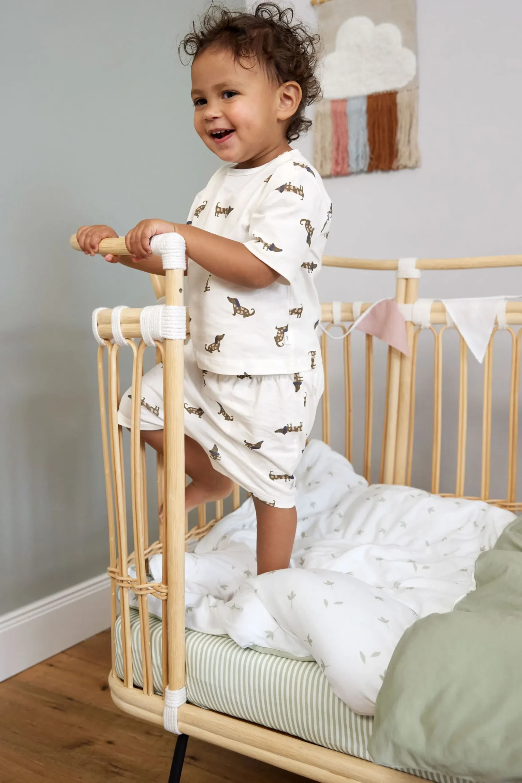Spannbettlaken Kinderbett (70 x 140 cm) - Gestreift, Oliv Milky