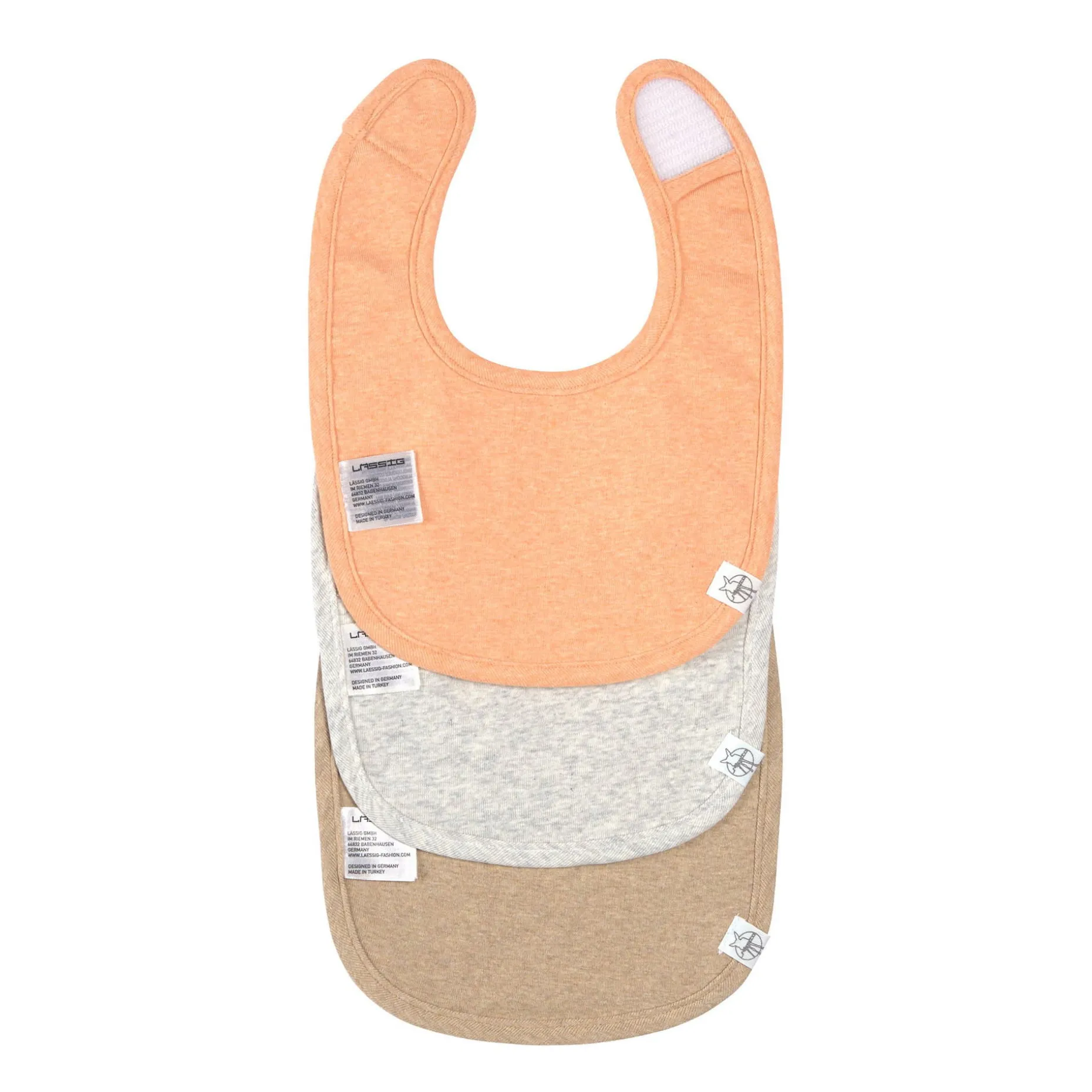 Spucklätzchen 3er Set - Baumwolle (bio), Apricot Hellgrau Beige