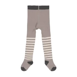 Strumpfhose Kinder, Halb Gestreift Taupe Weiß