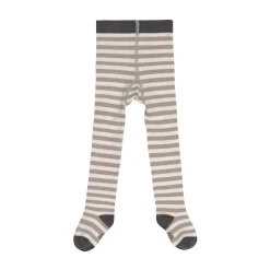 Strumpfhose Kinder, Streifen Taupe Weiß